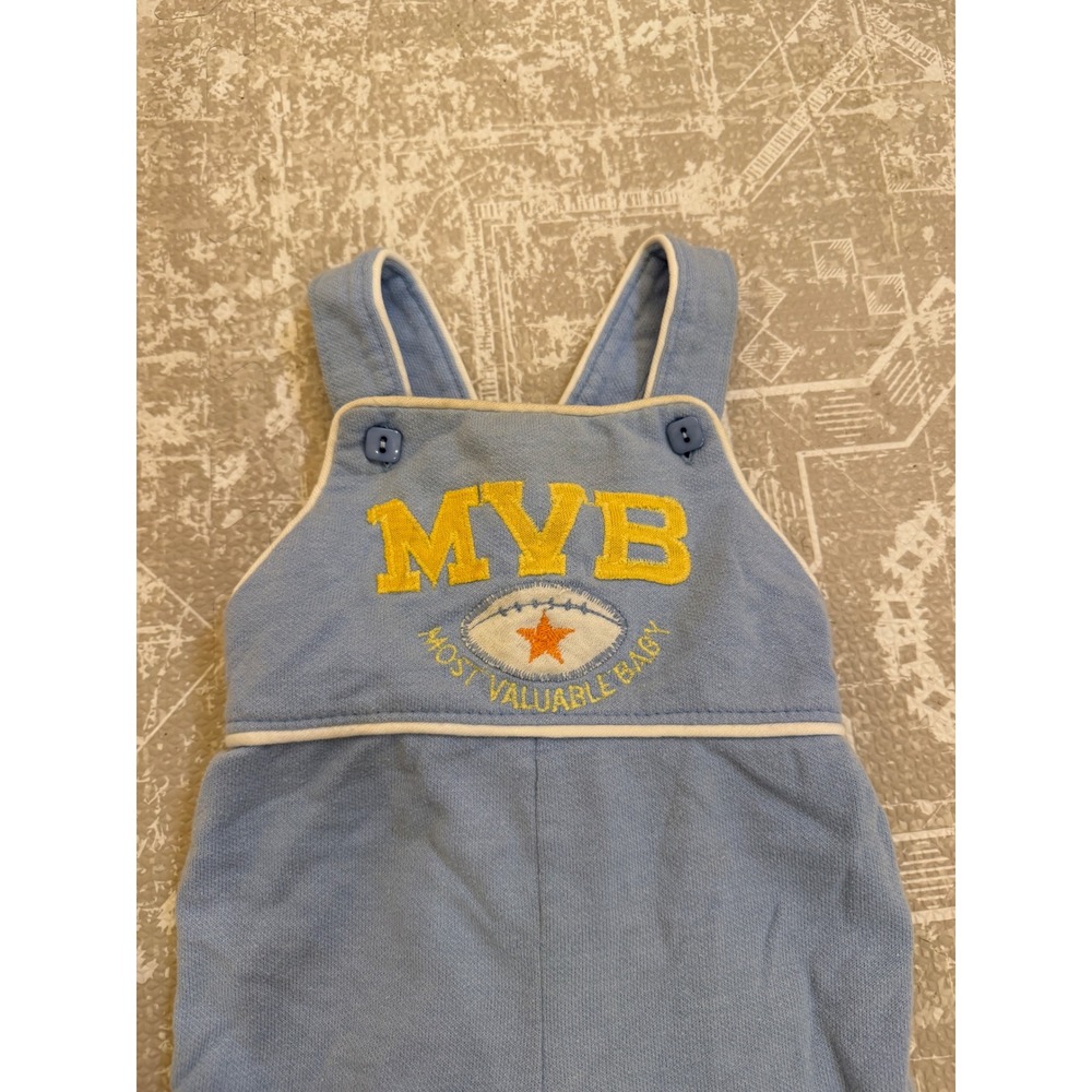 Light Blue VTG Healthtex Baby Overalls Most Valuable Baby Football Star 9 Months